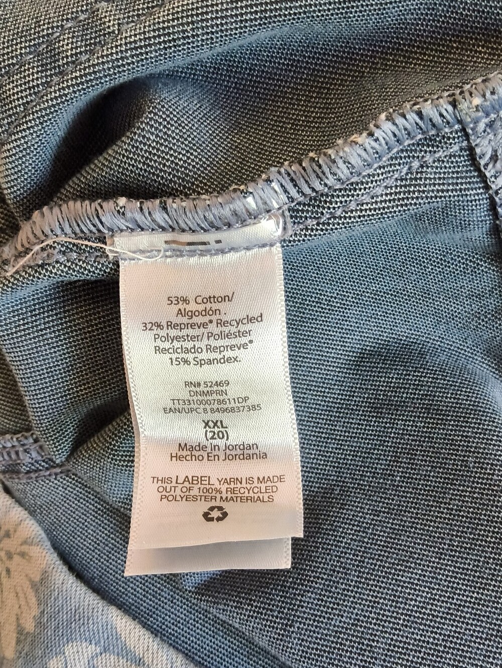 Time and Tru XXL 20 Blue Floral Denim Skinny Jeans Cottagecore Plus Size - Picture 5 of 5